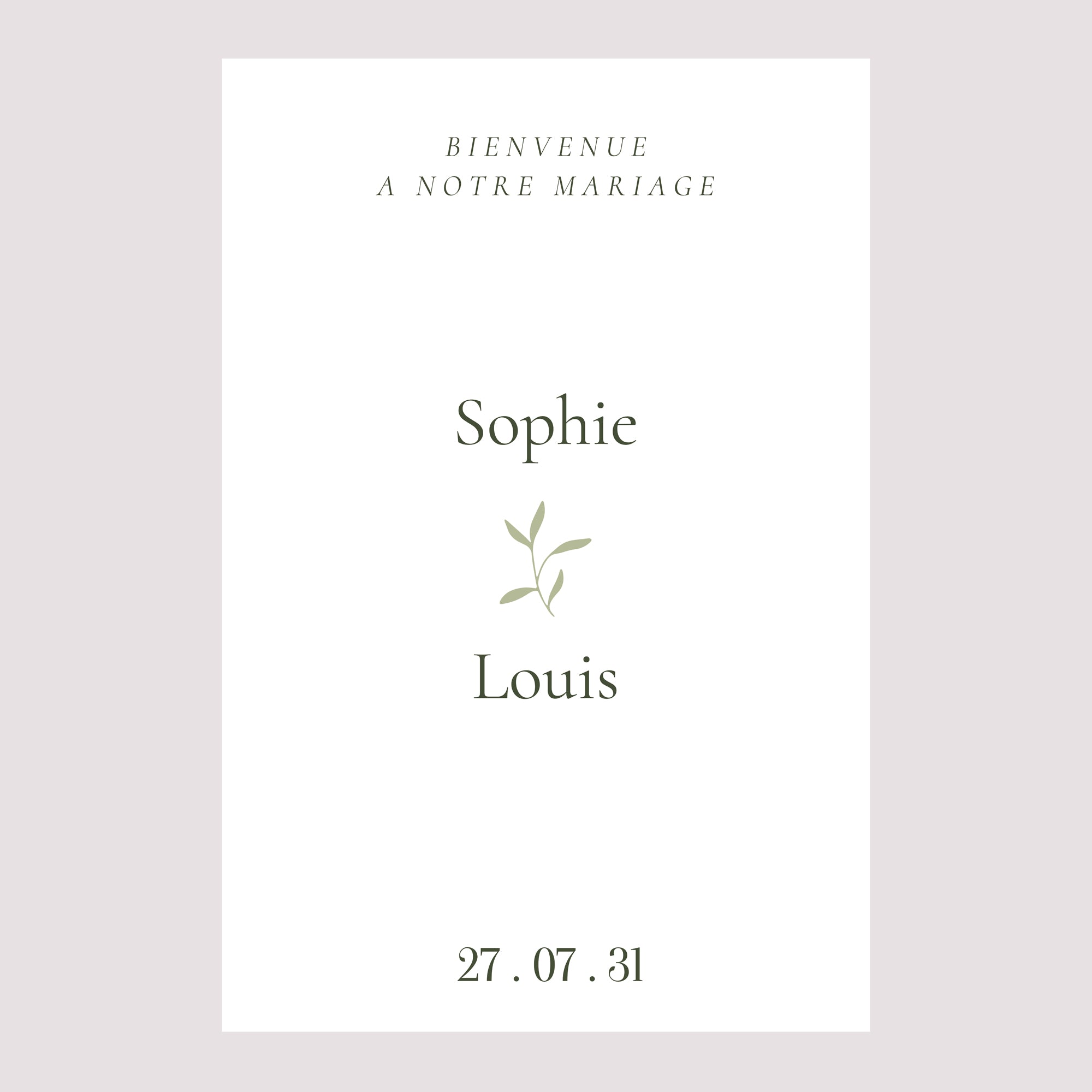 Panneau bienvenue Mariage Portrait 60 x 90 cm Brin Romantique III photo N° 2