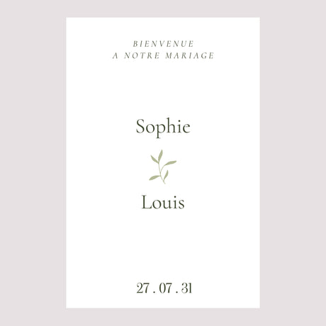Panneau bienvenue Mariage Portrait 60 x 90 cm Brin Romantique III