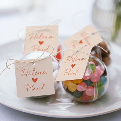 Boîte à dragées Mariage boule avec étiquette carrée Amour toujours photo N° 2