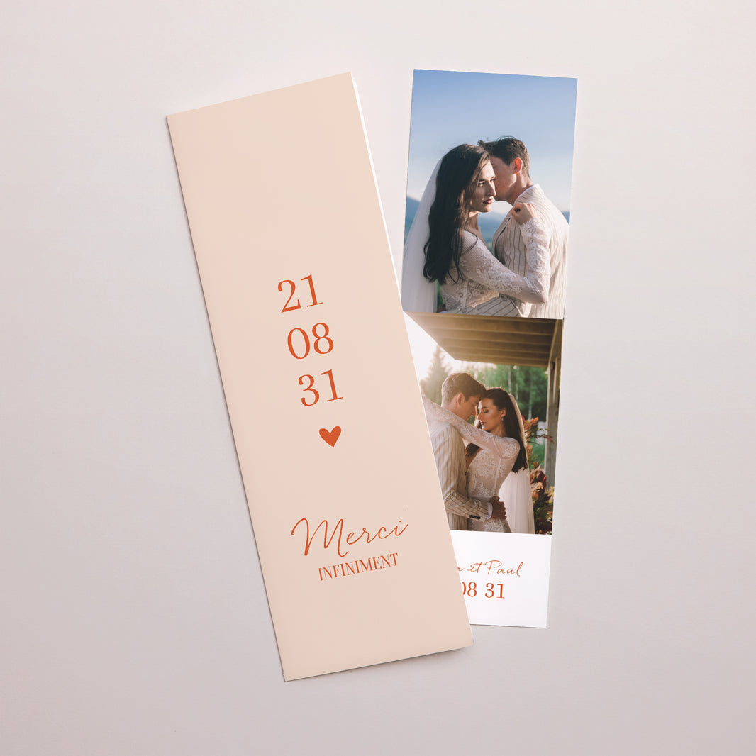 Remerciements Mariage Marque-page photo Amour toujours photo N° 1