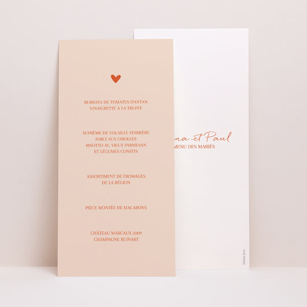 Menu Mariage Panoramique portrait Amour toujours photo