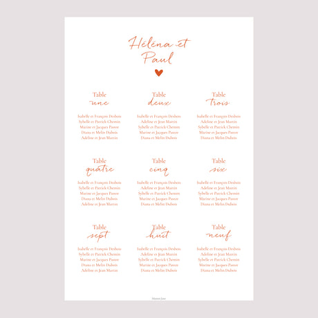 Plan de table Mariage Portrait 60 x 90 cm Amour toujours