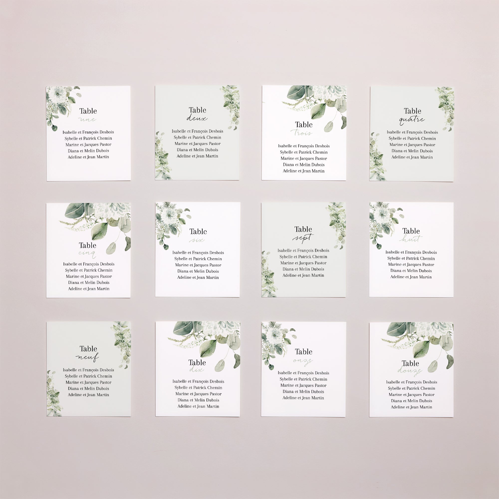 Plan de table Mariage Lot de 12 Naturel Romantique photo N° 1