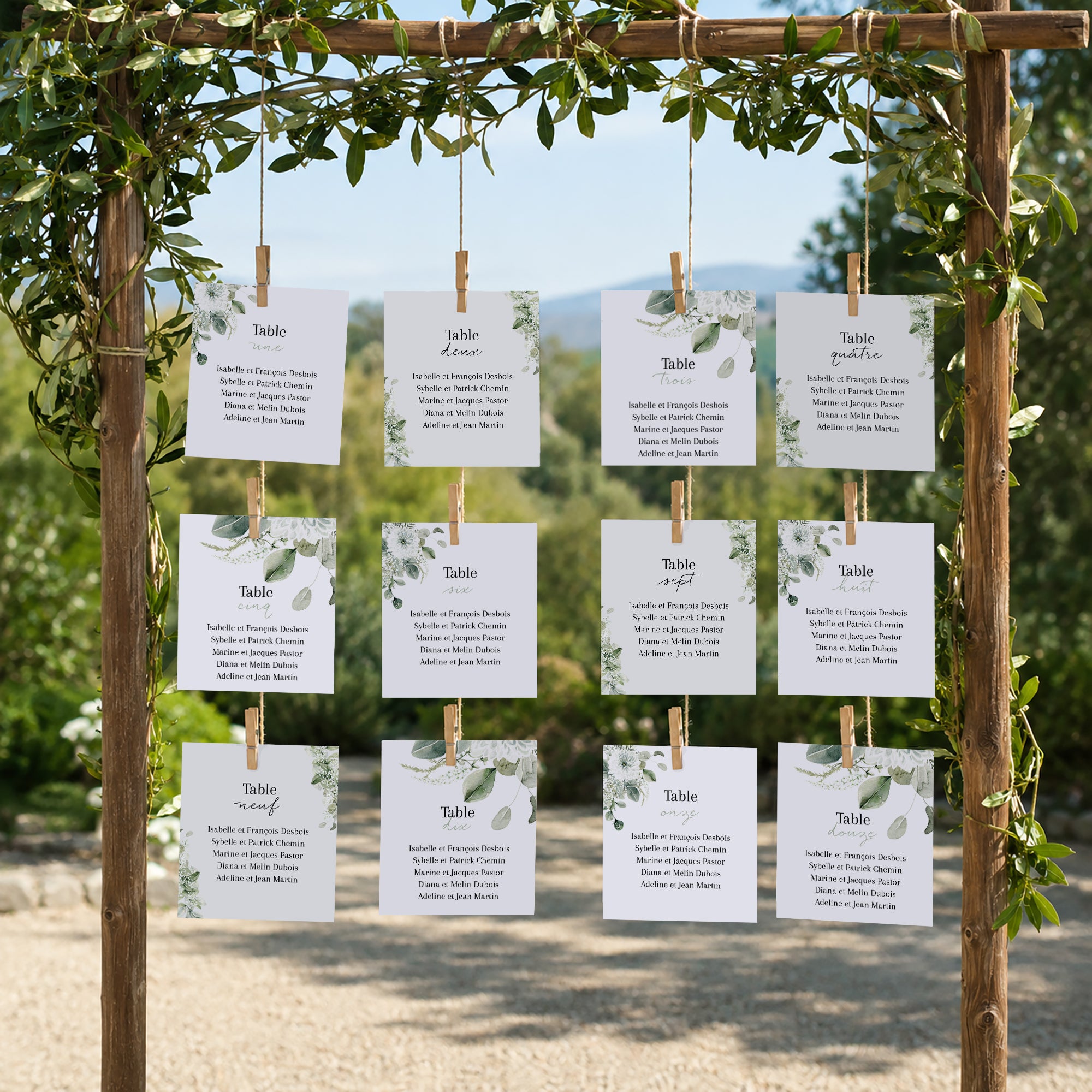 Plan de table Mariage Lot de 12 Naturel Romantique photo N° 2