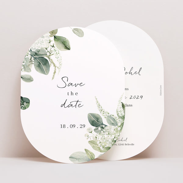 Save the date Mariage Ovale Naturel Romantique photo