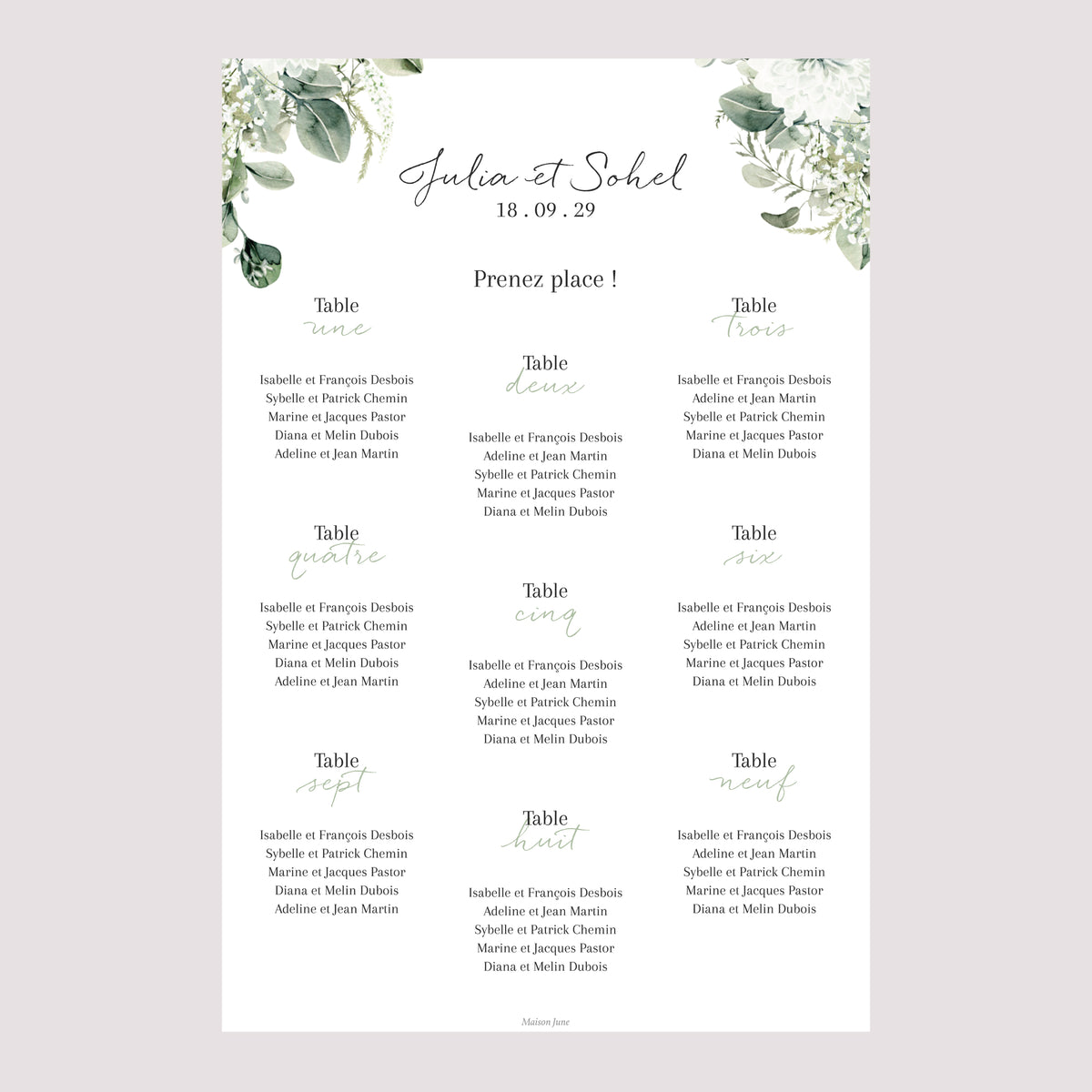 Plan de table Mariage Portrait Naturel Romantique photo N° 2