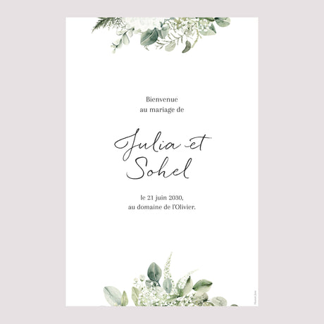Panneau bienvenue Mariage Portrait 60 x 90 cm Naturel Romantique