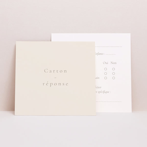 Carton réponse Mariage Carré Fleurs séchées blanches photo