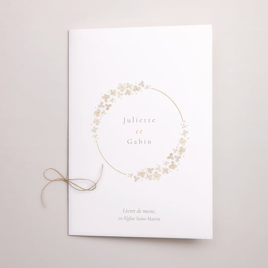 Livret de messe Mariage Double volet Fleurs séchées blanches photo