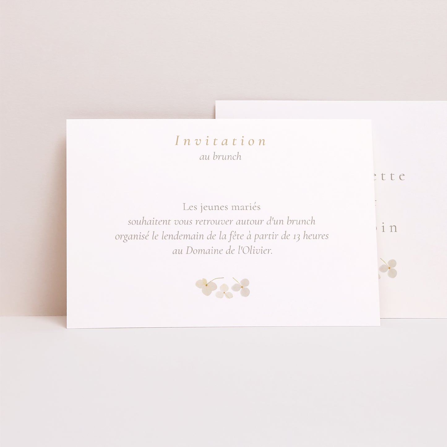 Invitations Mariage Paysage Fleurs séchées blanches photo N° 1