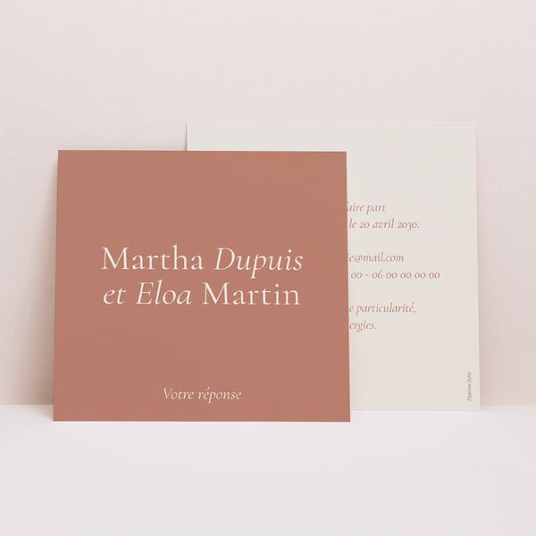 Carton réponse Mariage Carré Typographie élégante II photo