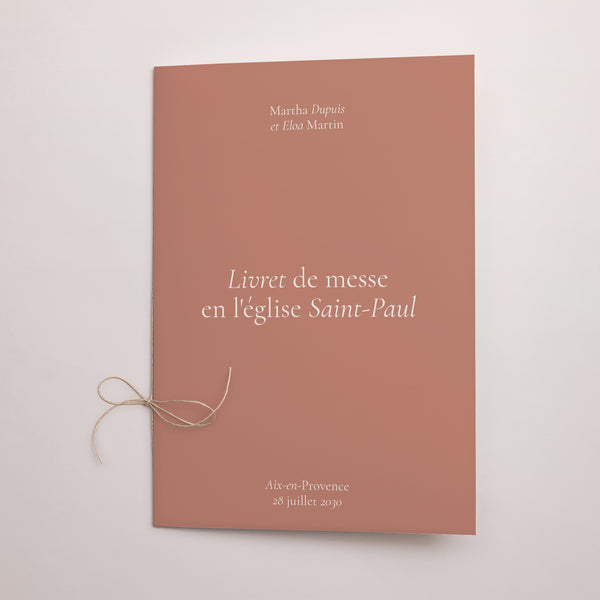 Livret de messe Mariage Double volet Typographie élégante II photo
