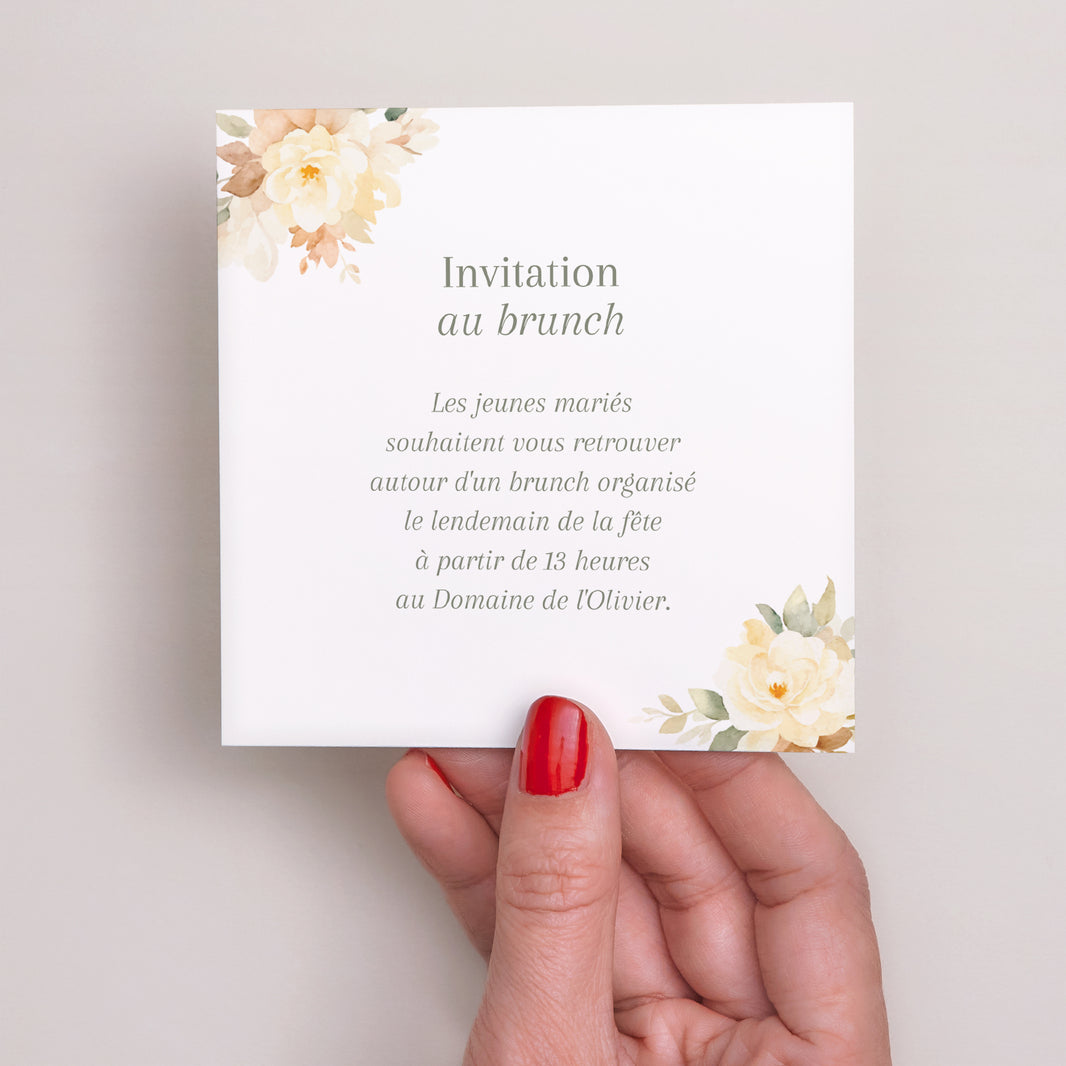 Invitations Mariage Carré Trio romantique photo N° 2