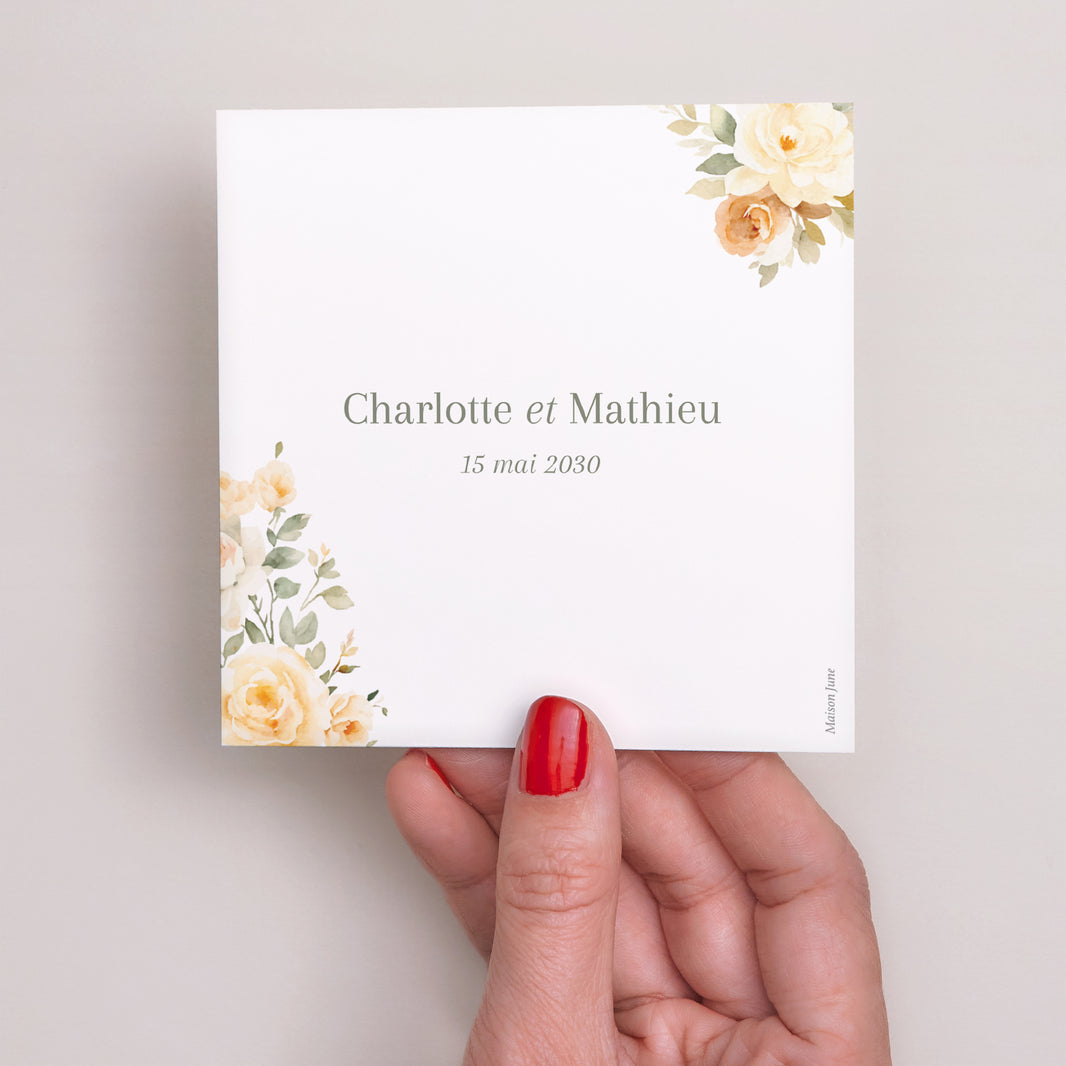 Invitations Mariage Carré Trio romantique photo N° 3