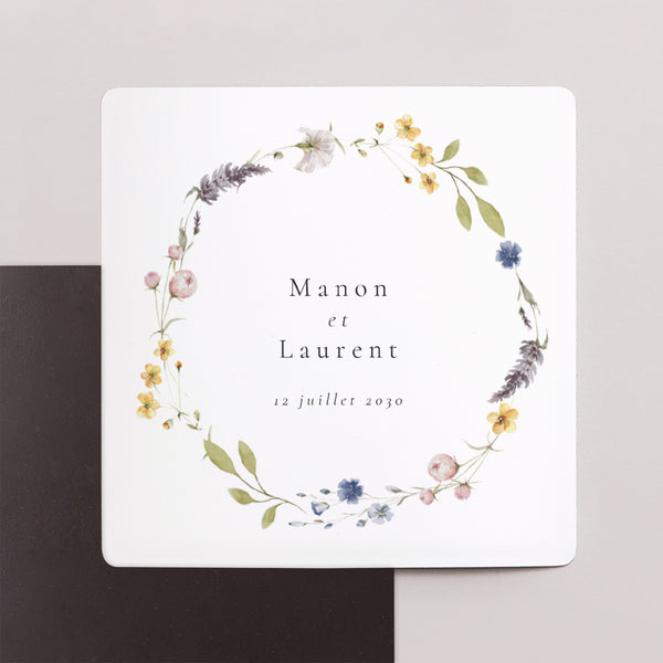 Save the date Mariage Lot de 9, magnétique Couronne Florale Champêtre photo
