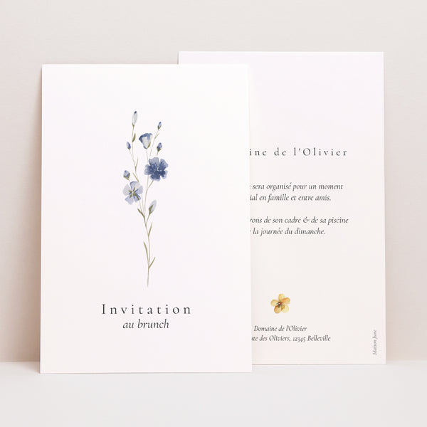 Invitations Mariage Portrait Couronne Florale Champêtre photo