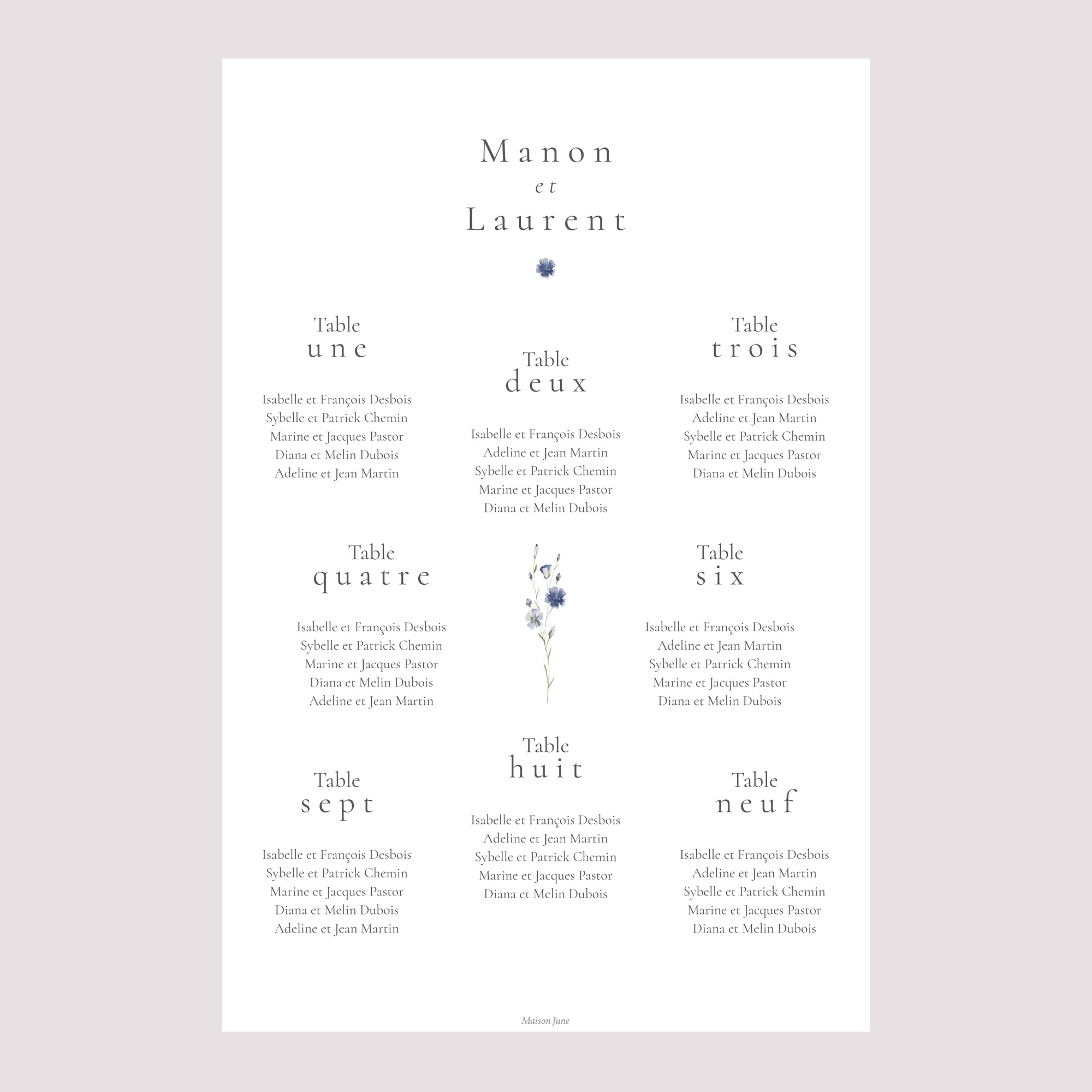 Plan de table Mariage Portrait Couronne Florale Champêtre photo N° 2