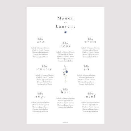 Plan de table Mariage Portrait Couronne Florale Champêtre