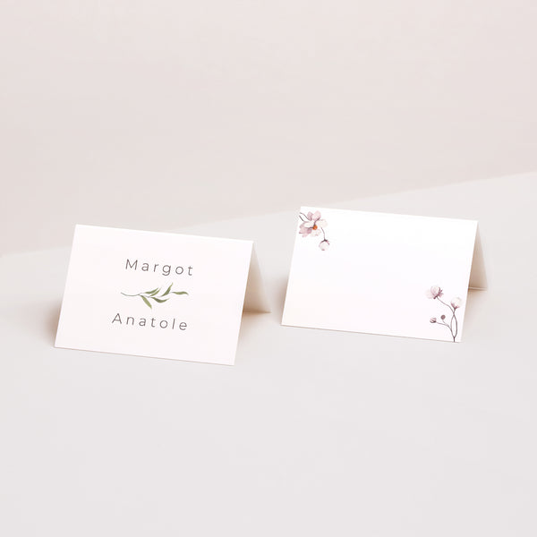 Marque-place Mariage 2 volets Petites fleurs mauves photo