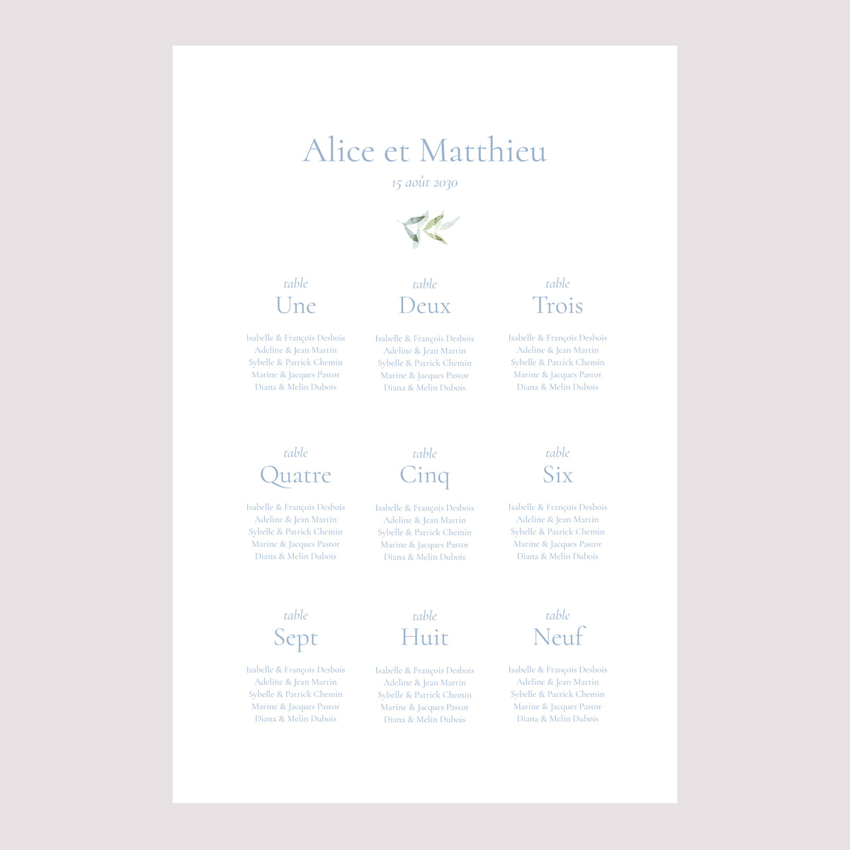 Plan de table Mariage Portrait Emblème vintage photo N° 2