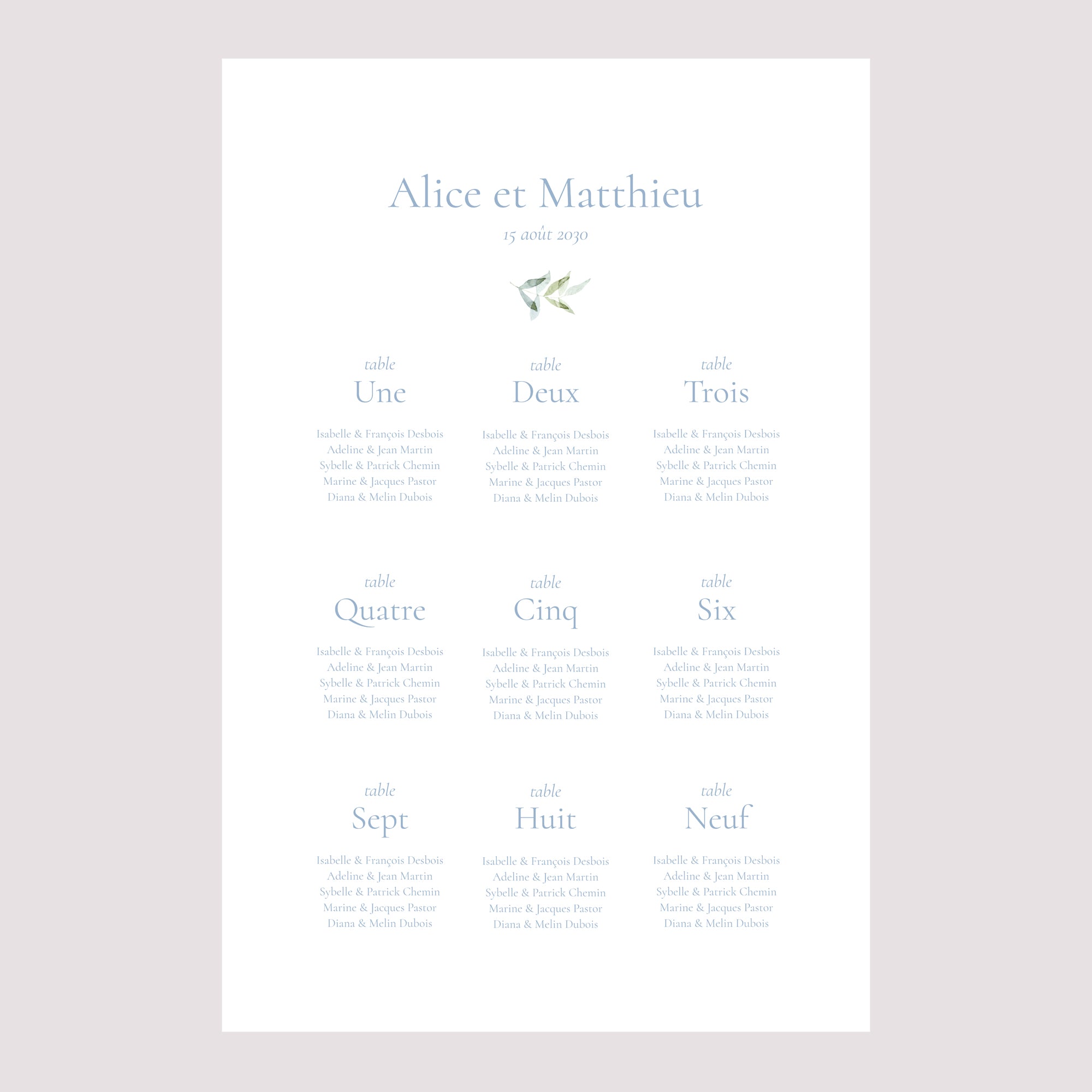 Plan de table Mariage Portrait Emblème vintage photo N° 2