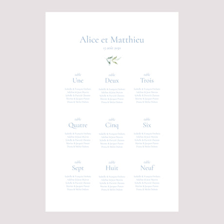 Plan de table Mariage Portrait Emblème vintage