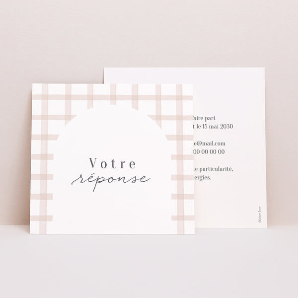 Carton réponse Mariage Carré À la campagne photo