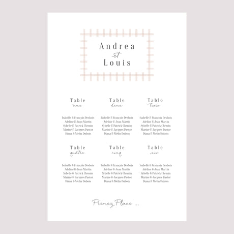 Plan de table Mariage Portrait À la campagne