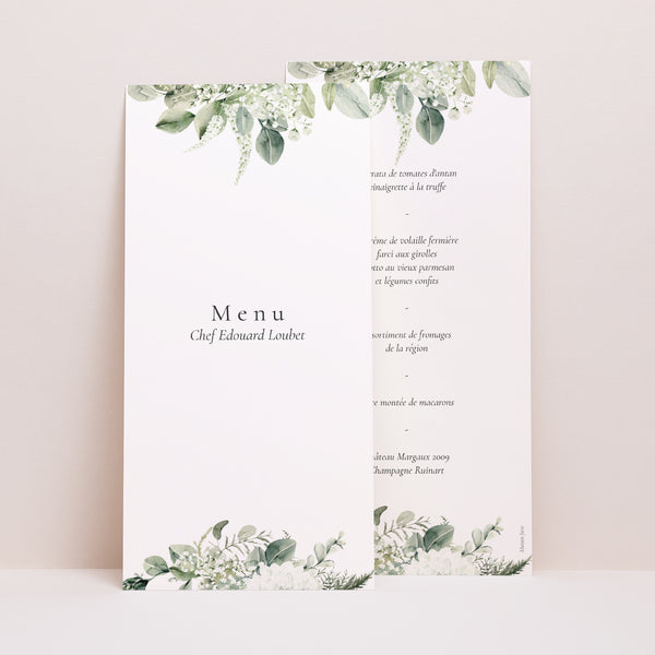 Menu Mariage Panoramique portrait Encadré végétal photo