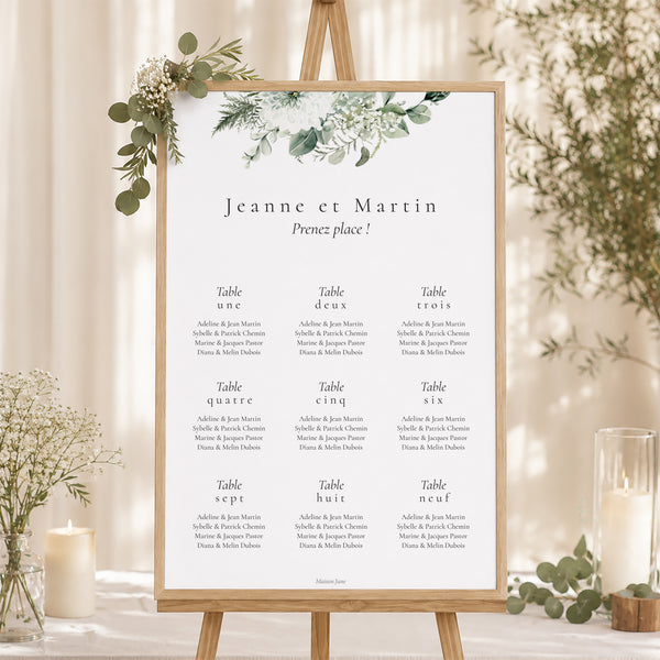 Plan de table Mariage Portrait Encadré végétal photo