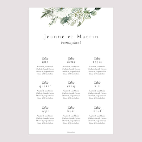 Plan de table Mariage Portrait Encadré végétal