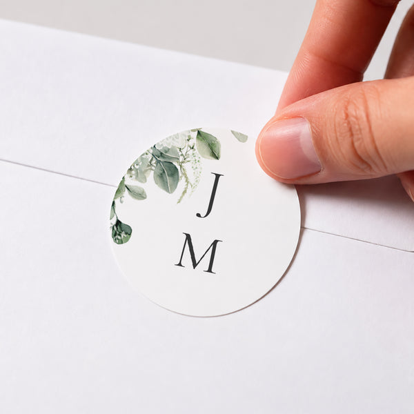 Sticker Mariage Rond Encadré végétal photo