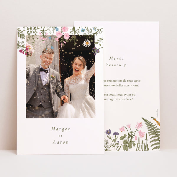 Remerciements Mariage Portrait Couronne vintage photo