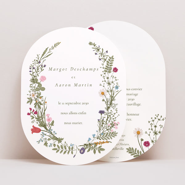Faire-part Mariage Ovale Couronne vintage photo