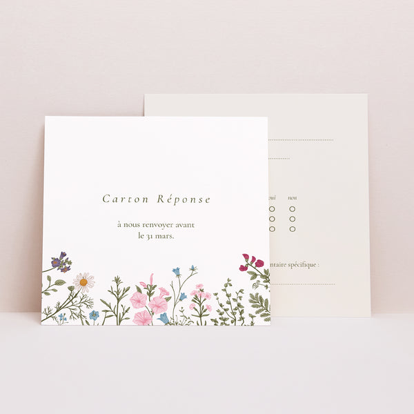 Carton réponse Mariage Carré Couronne vintage photo