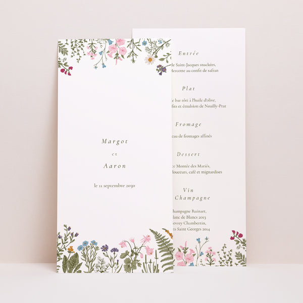 Menu Mariage Panoramique portrait Couronne vintage photo