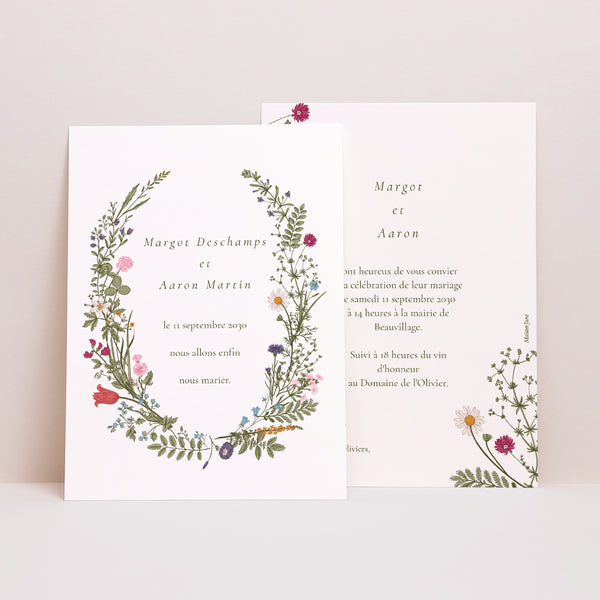 Faire-part Mariage Portrait Couronne vintage photo