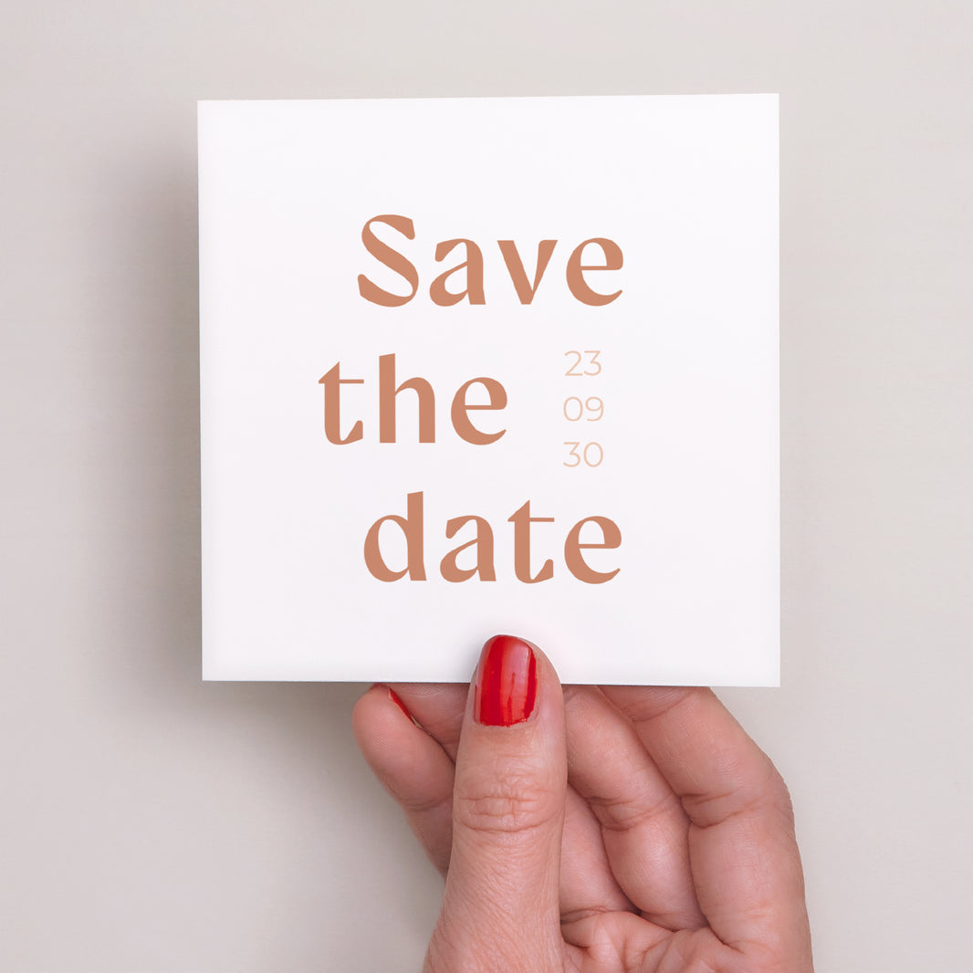 Save the date Mariage Carré Typo terracotta photo N° 2