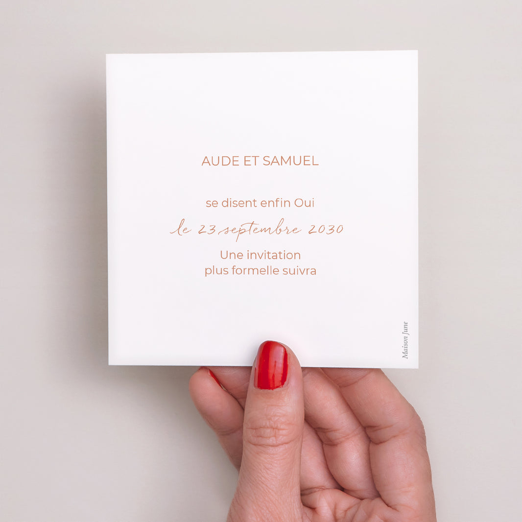 Save the date Mariage Carré Typo terracotta photo N° 3