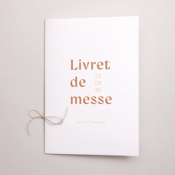 Livret de messe Mariage Double volet Typo Terracotta photo