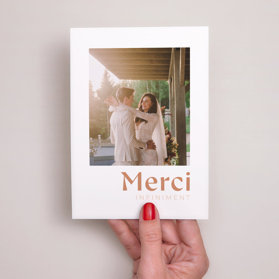 Remerciements Mariage Portrait Typo terracotta photo N° 2