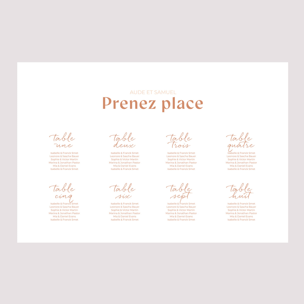 Plan de table Mariage Paysage 90 x 60 cm Typo Terracotta photo N° 2
