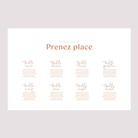 Plan de table Mariage Paysage 90 x 60 cm Typo Terracotta