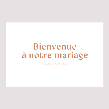 Panneau bienvenue Mariage Paysage 90 x 60 cm Typo Terracotta