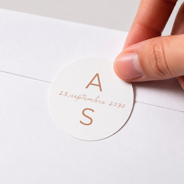 Sticker Mariage Rond Typo Terracotta photo