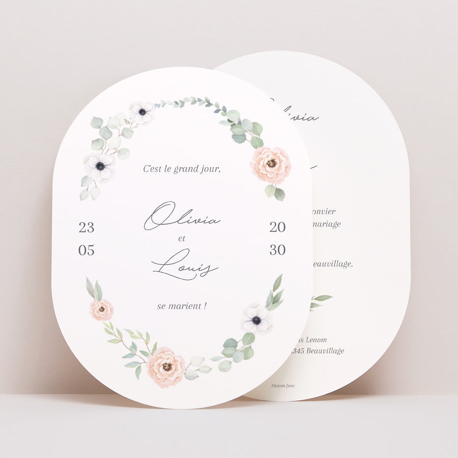 Faire-part Mariage Ovale Romance photo