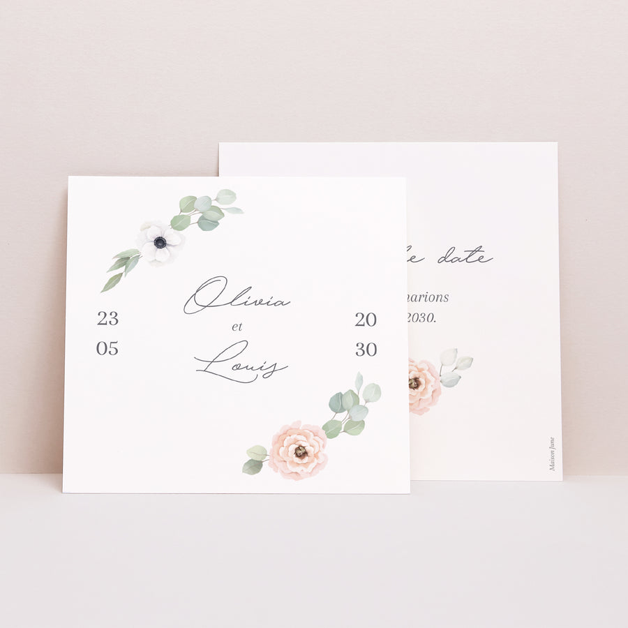 Save the date Mariage Carré Romance photo