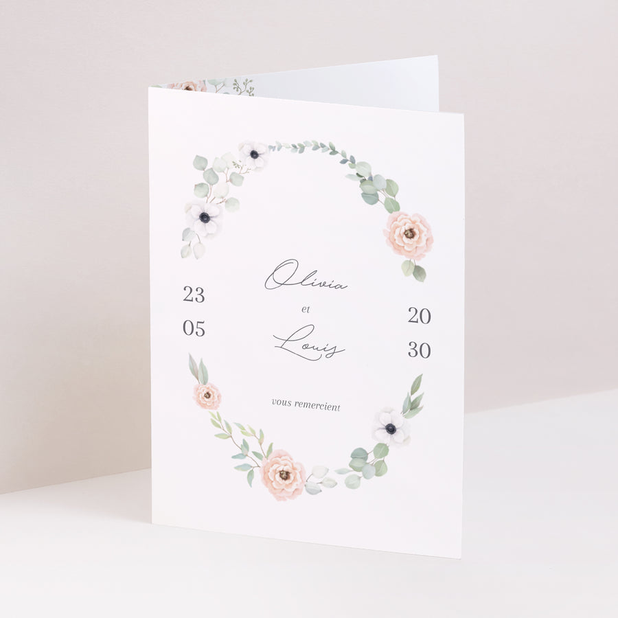 Remerciements Mariage Portrait double volet Romance photo