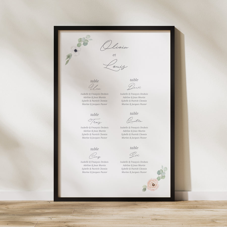 Plan de table Mariage Portrait Romance photo