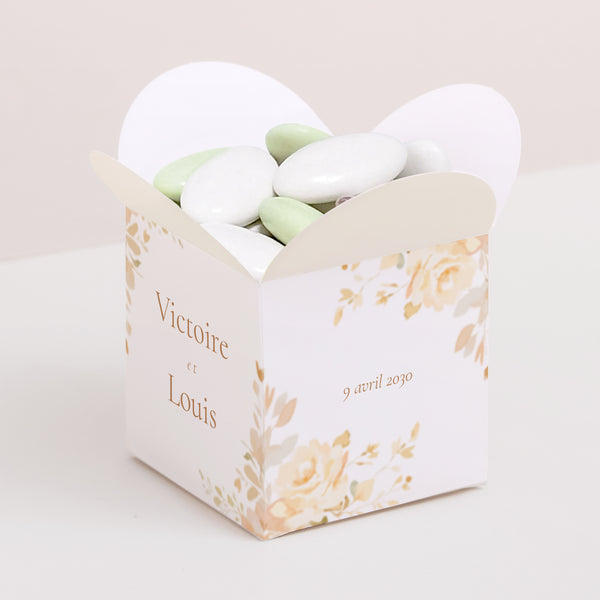 Boîte à dragées Mariage Ouverture papillon Pochette fleurie photo